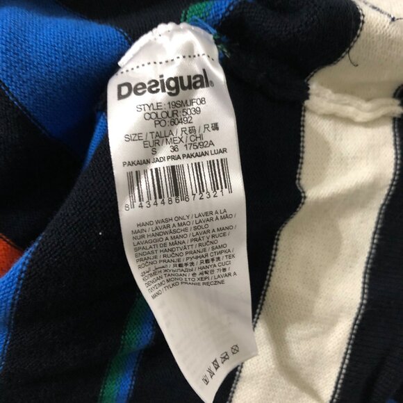 Desigual Men’s Black Striped Long Sleeve Sweater Size Small Slim Fit NWT - Picture 6 of 10